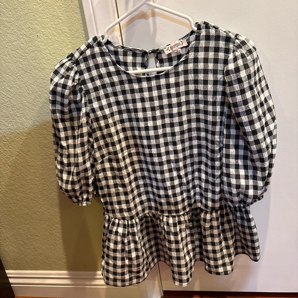 Nannette Black and White Checkered Top